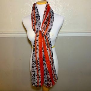 Scarf-Oversized Leopard Print With Red Trim.